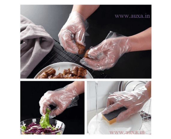 Plastic transparent disposable gloves