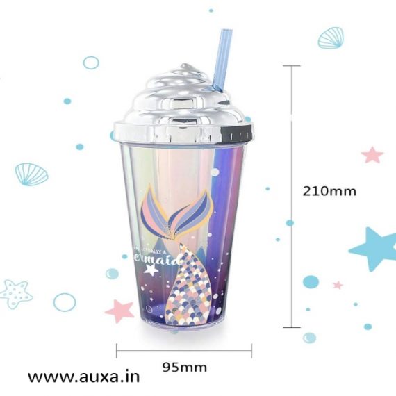 Mermaid Holographic Straw Glass Cup