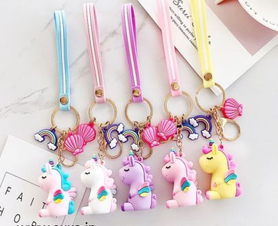 Silicone Rainbow Unicorn Keychain