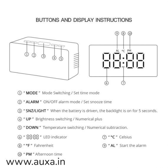 LED Mirror Digital Alarm Clock