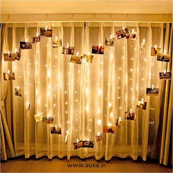 Golden Led Heart Shape Photo Clip Lights