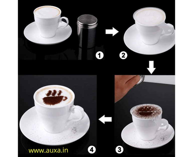 Set del caffè Disegno Cappuccino Stampo Fancy Coffee Stampa Modello Schiuma Spray Torta Stencil Zucchero a Velo Sieve Strumenti 16pcs 