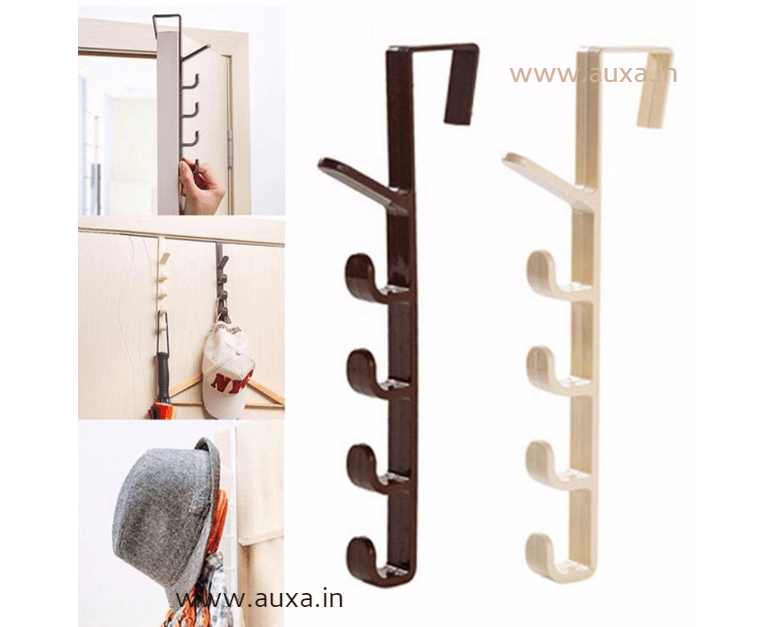 Door Hook Door Wardrobe with 5 Hooks Hooks Multi-Coloured matt Anodized Aluminium Clothes Hook Metal 