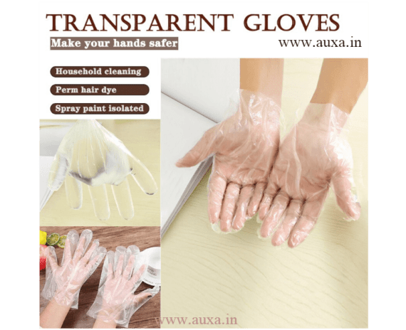 Plastic transparent disposable gloves