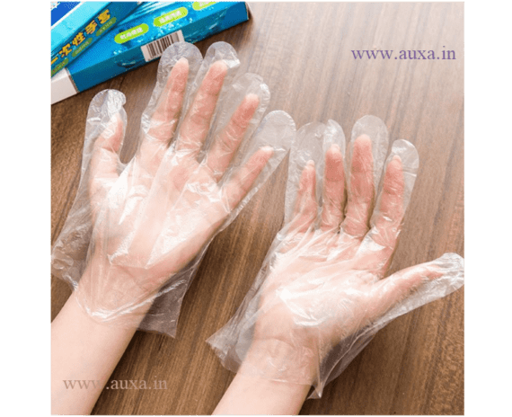 Plastic transparent disposable gloves
