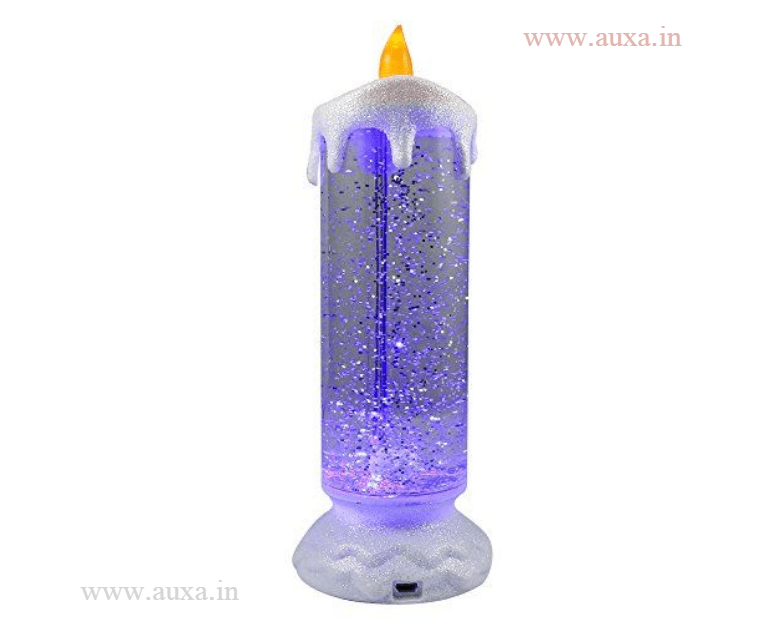 Ayyufe 1 Set Candle Light Swirling Glitter Plug and Play Waterproof Flameless Christmas LED Night Light for Party, Purple