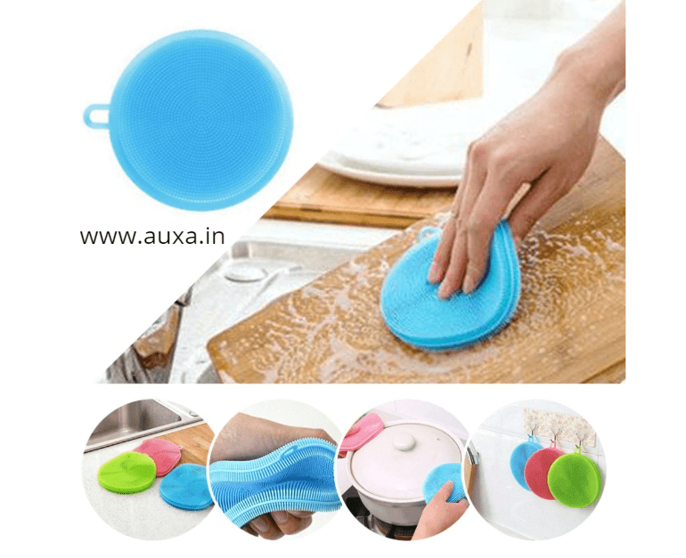 1*Kitchen Silicone Scrubber Sponge Brush Dish Pot Pan Washing Cleaning Tools Kit 