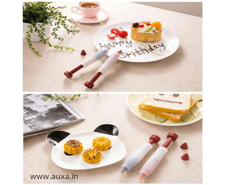 Silicone Writing Pen Cake Pastry Chocolate Baking Gadgets,Cake Cookie Pastry Cream Chocolate Icing Decorating Syringe -Red (2pcs)