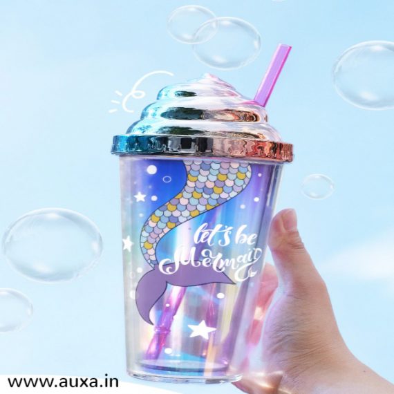 Mermaid Holographic Straw Glass Cup