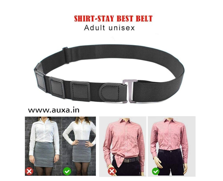 Buy Unisex Maximum Stretch Adjustable Near Shirt Stay Tucker Belt Strap  (Black, Free Size) Online