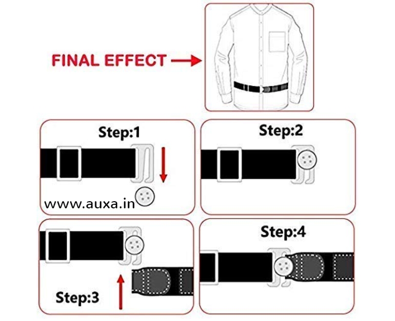 Buy Unisex Maximum Stretch Adjustable Near Shirt Stay Tucker Belt Strap  (Black, Free Size) Online