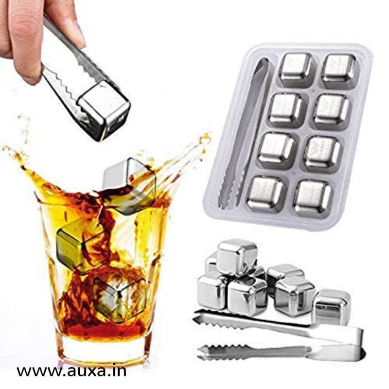 Whiskey Stones Reusable Ice Cubes Stainless Steel Whiskey Chilling Stones  Metal Wine Chillers Whiskey Ice Trays, Gifts with Tongs - Fast Cooler for  Drink, Wine, Beers, Beverages 