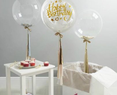 Transparent Ballon with Happy Birthday Sticker