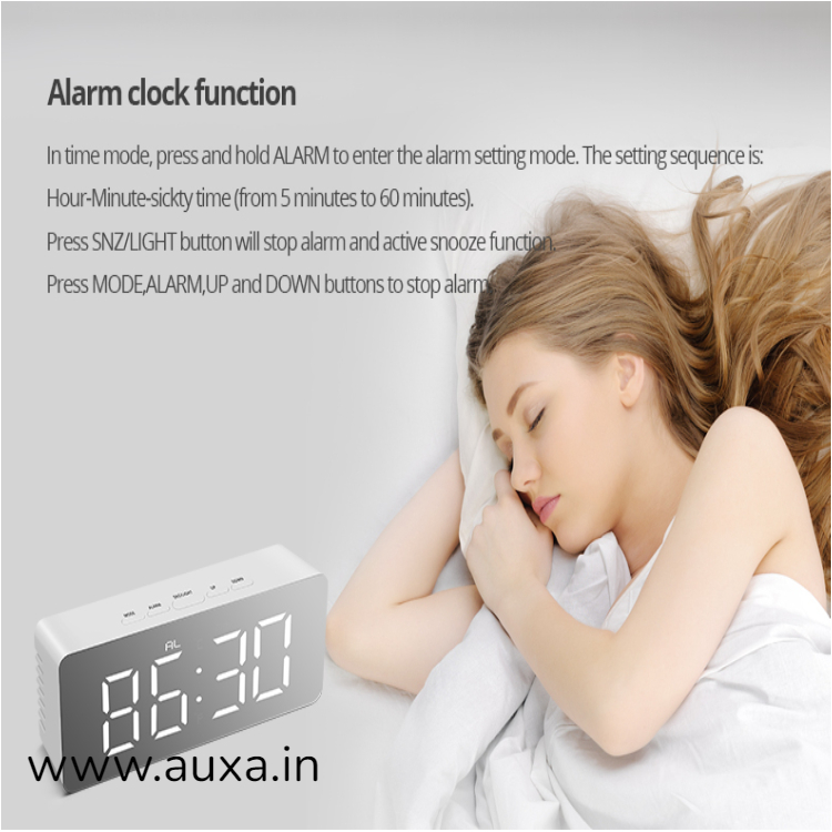 LED Bedside Clock with Temperature 15X7X3 Adjustable Brightness USB Port Snooze Gaoni Digital Mirror Alarm Black Battery Powered 