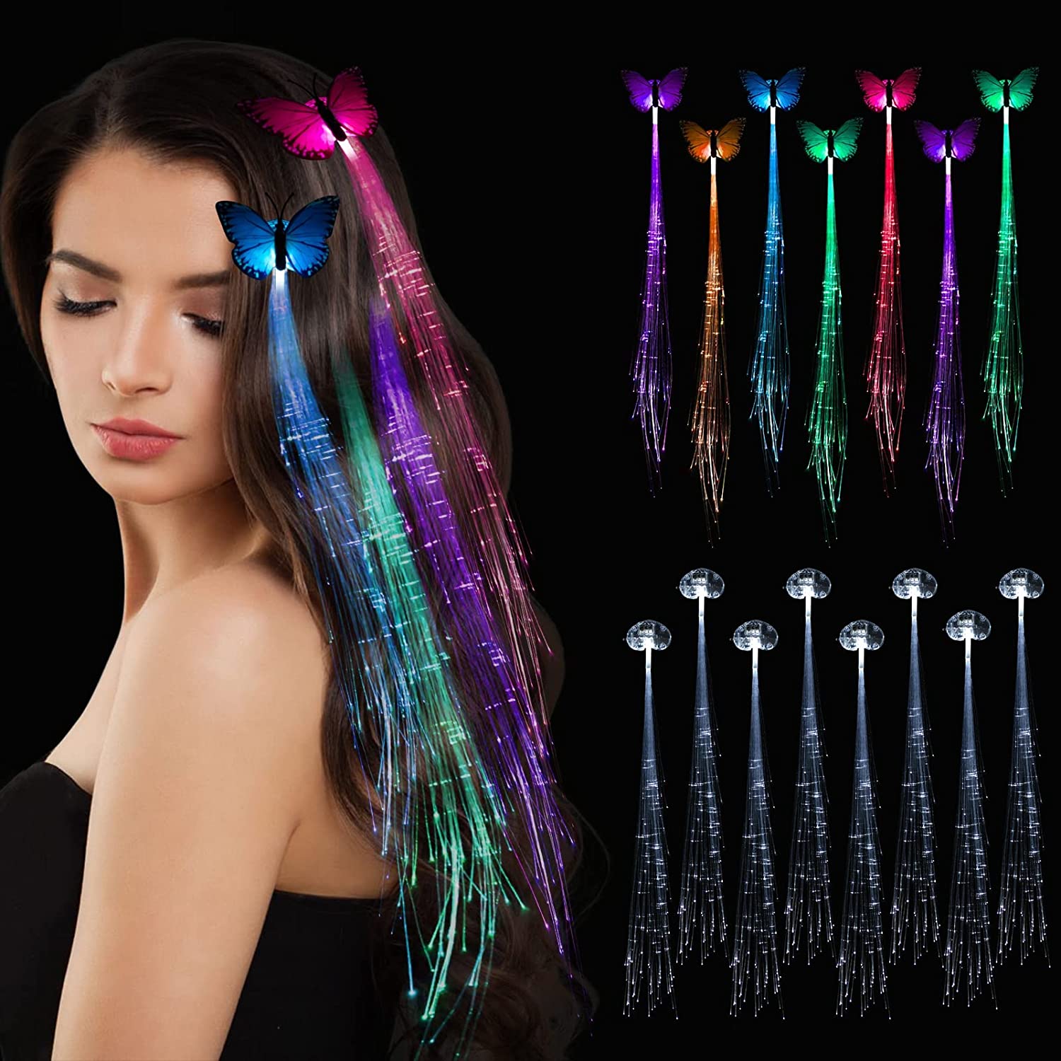 Buy Led Light Up Fairy Hair Braid Extension Clips Hair Accessories for  Girls, Glow in the Dark Birthday EDM Disco Party Wedding Musical Night  Events 5 pcs/set Online
