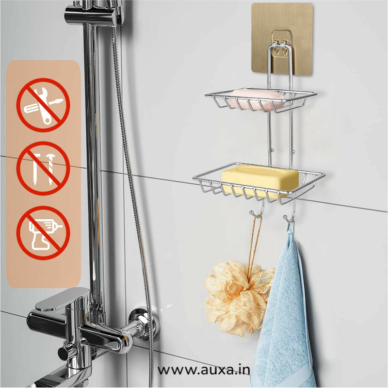 Soap Dish For Home - Wall Mounted Double Layer Soap Dish Holder Stainless  Steel Wall Hanging Soap Storage Rack Wholesaler from Surat