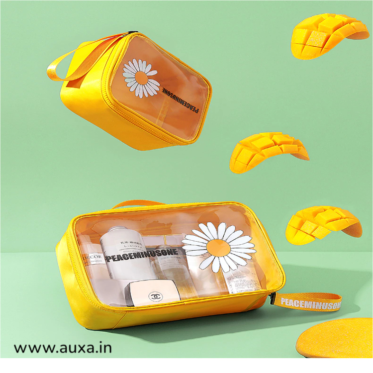 Buy Flower Travel Makeup Organizer Cosmetic Bag Clear PVC Waterproof Women  Handbag 2pcs/set Online