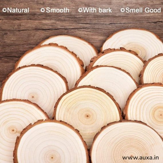 Wooden Natural Log Bark Coaster Set