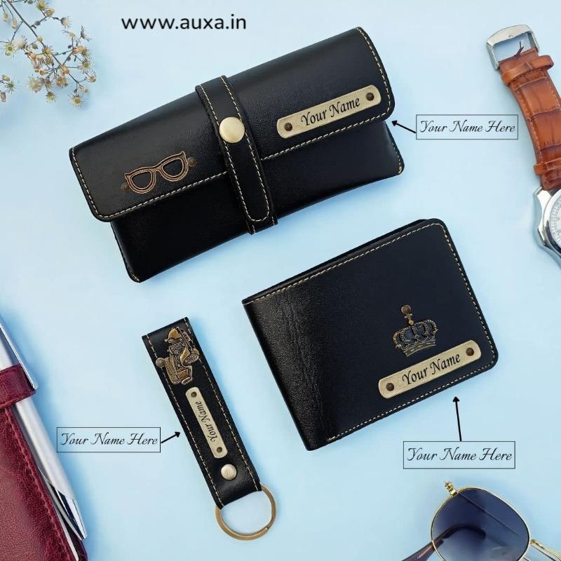 Personalized Men's Leather Wallet Combo